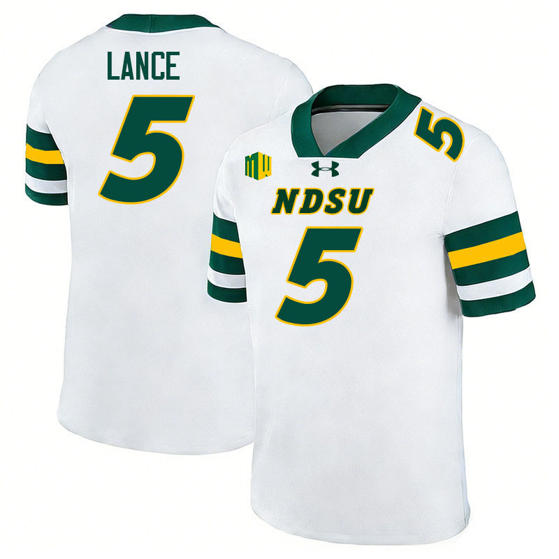 North Dakota State Bison #5 Bryce Lance College Football Jerseys,Uniforms-White